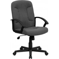 Flash Furniture Mid-Back Gray Fabric Task and Computer Chair with Nylon Arms GO-ST-6-GY-GG